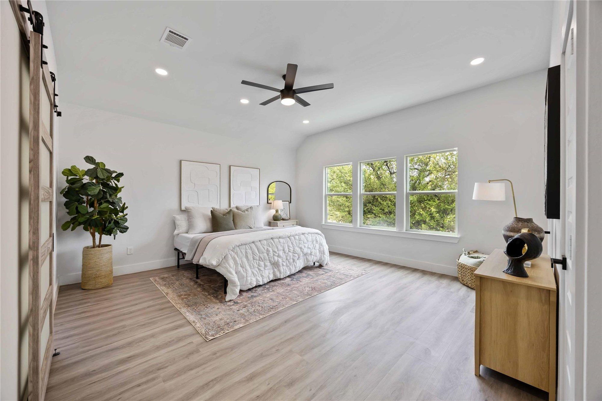 Professionally staged bedroom in Houston, TX by Halo Staging & Design