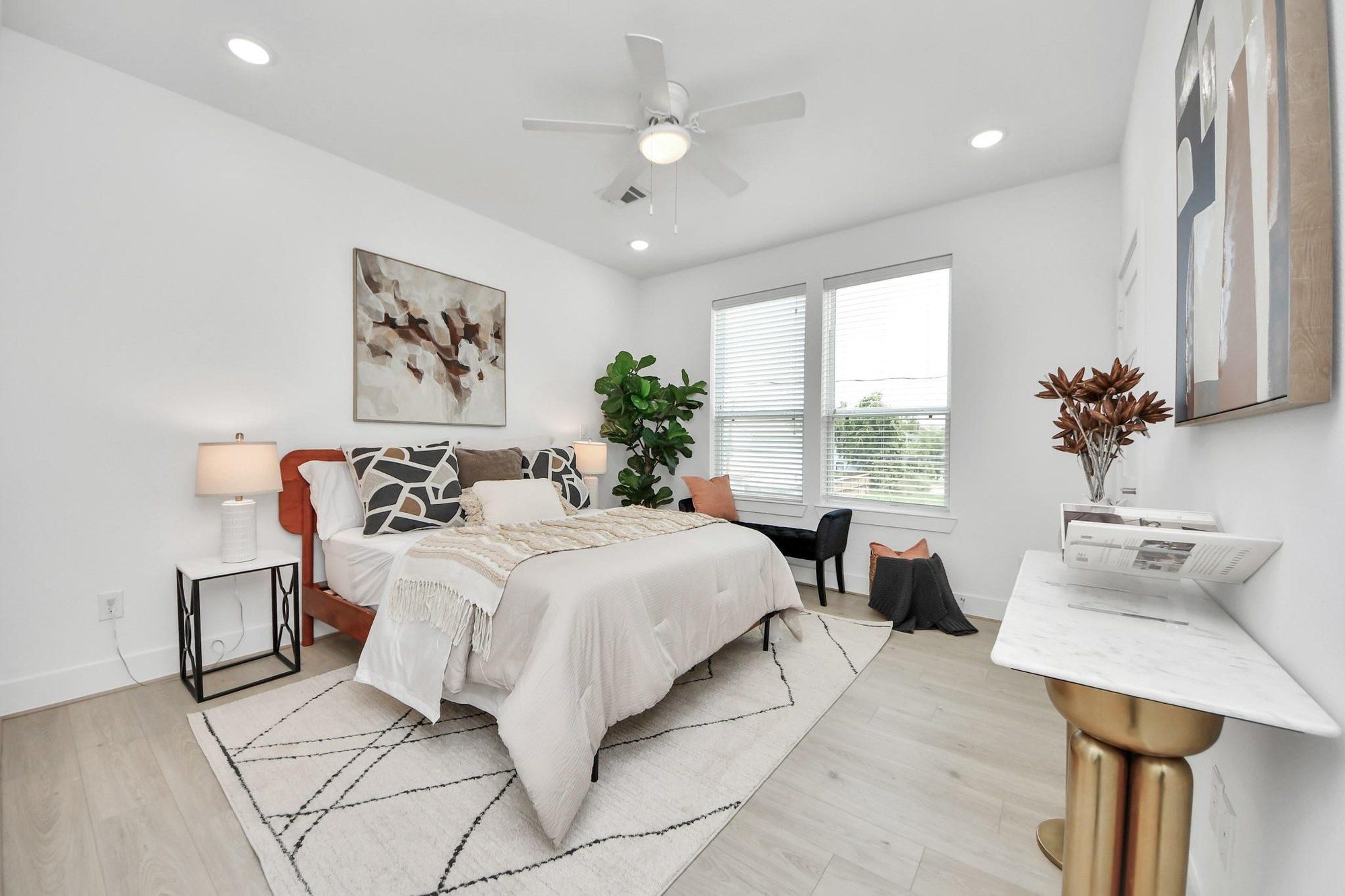 Staged bedroom in Houston, Texas — Halo Staging & Design