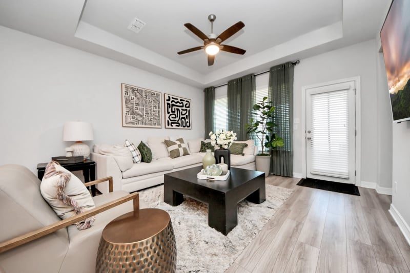 Staged living room in Cypress, TX by Halo Staging & Design